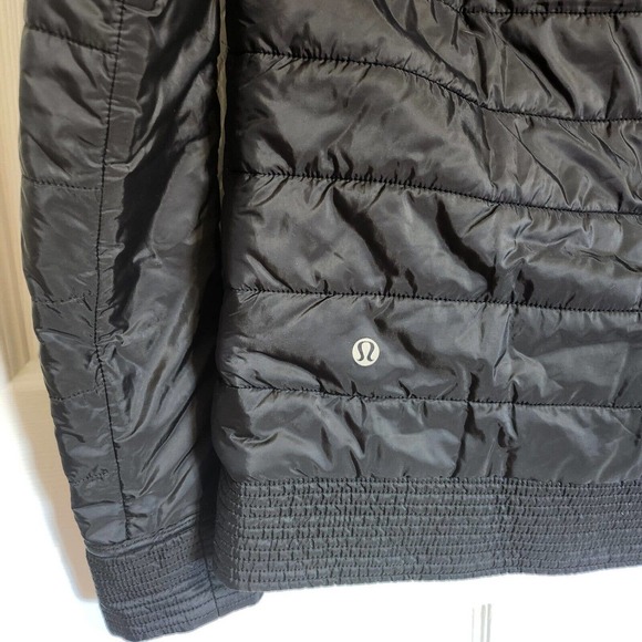 Lululemon The Bomb Bomber Jacket Black / Heathered Medium Grey Sz 6 Reversible - Picture 5 of 10